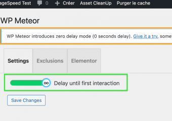 30/36 - Le plugin WP Meteor est spécialisé dans l'exécution du JavaScript après interaction de l'utilisateur (Delay JS), une fonctionnalité rare pour laquelle WP Rocket a de l'avance. WP Meteor offre la possibilité de charger le JS plus tôt (zero delay mode)…